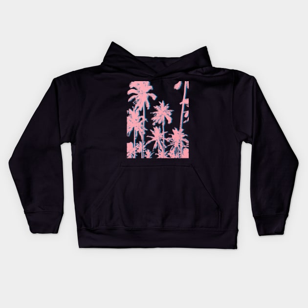 Summer pink palm trees Kids Hoodie by JulyPrints